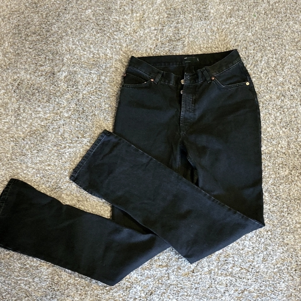 BLACK button fly flare leg jeans